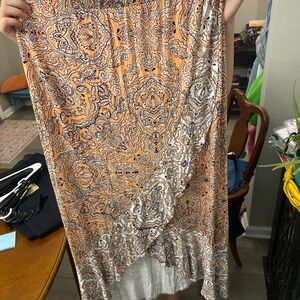 Orange and White Paisley Maxi Skirt